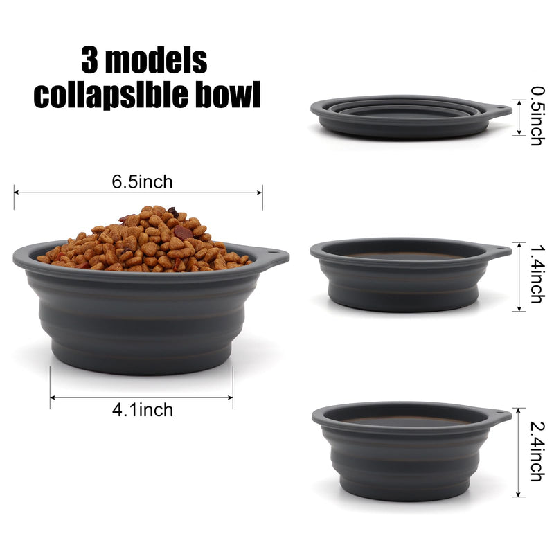 SLSON Collapsible Dog Bowl Foldable Dog Travel Water Bowls Integrated Molding No Plastic Rim Portable Pet Feeding Bowl for Walking Hiking Outdoors,Grey and Pink - BeesActive Australia