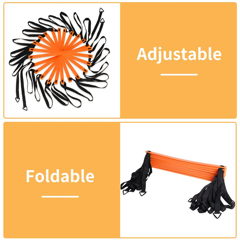 YISSVIC Agility Ladder and Cones 20 Feet 12 Adjustable Rungs Fitness Speed Training Equipment,1 Carry Bags, 10 Cones, 4 Stakes, Basketball, Soccer 20 feet Orange - BeesActive Australia