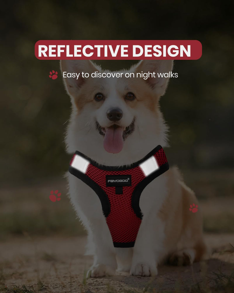 FAYOGOO Service Dog Vest for Small Breed - Lightweight Dog Harness with 6PCS Removable Patches - Puppy Harness and Leash Set for Walking,Training Red S(Chest 12''-14'') - BeesActive Australia