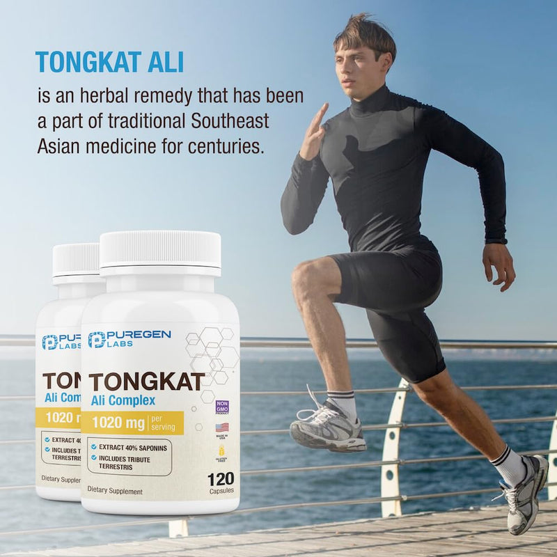 Puregen Labs Tongkat Ali Extract 200 to 1 for Men, 1020mg per Serving, [High Potency] Total 240 Capsules - Men's Health Support with 20mg Tribulus Terrestris | Non-GMO, Gluten Free, Made in USA 2 - BeesActive Australia