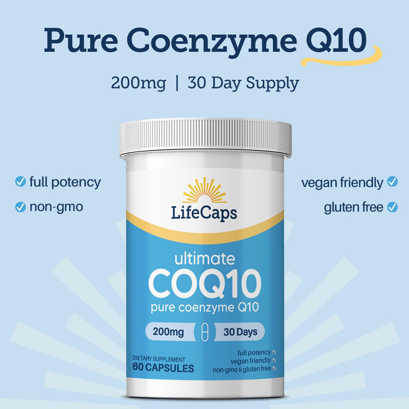 LifeCaps CoQ10 200mg - Ultimate CoQ10 - Ultra High Absorption Q10 Supplements - 60 Count 1
