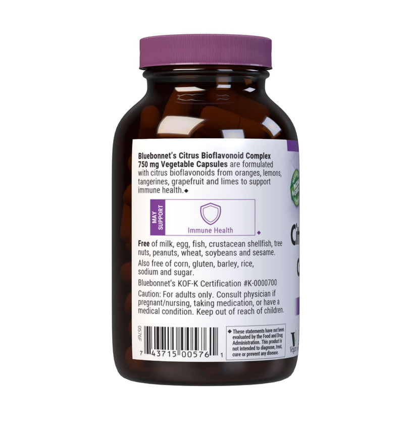 Bluebonnet Citrus Bioflavonoid Complex 750 mg Immune System Support - Hesperidin Citrus Bioflavonoids from Oranges Lemons Grapefruit & Limes - Non-GMO, Vegan, Gluten-Free - 90 Veggie Capsules | Non-GMO, Vegan, Gluten-Free