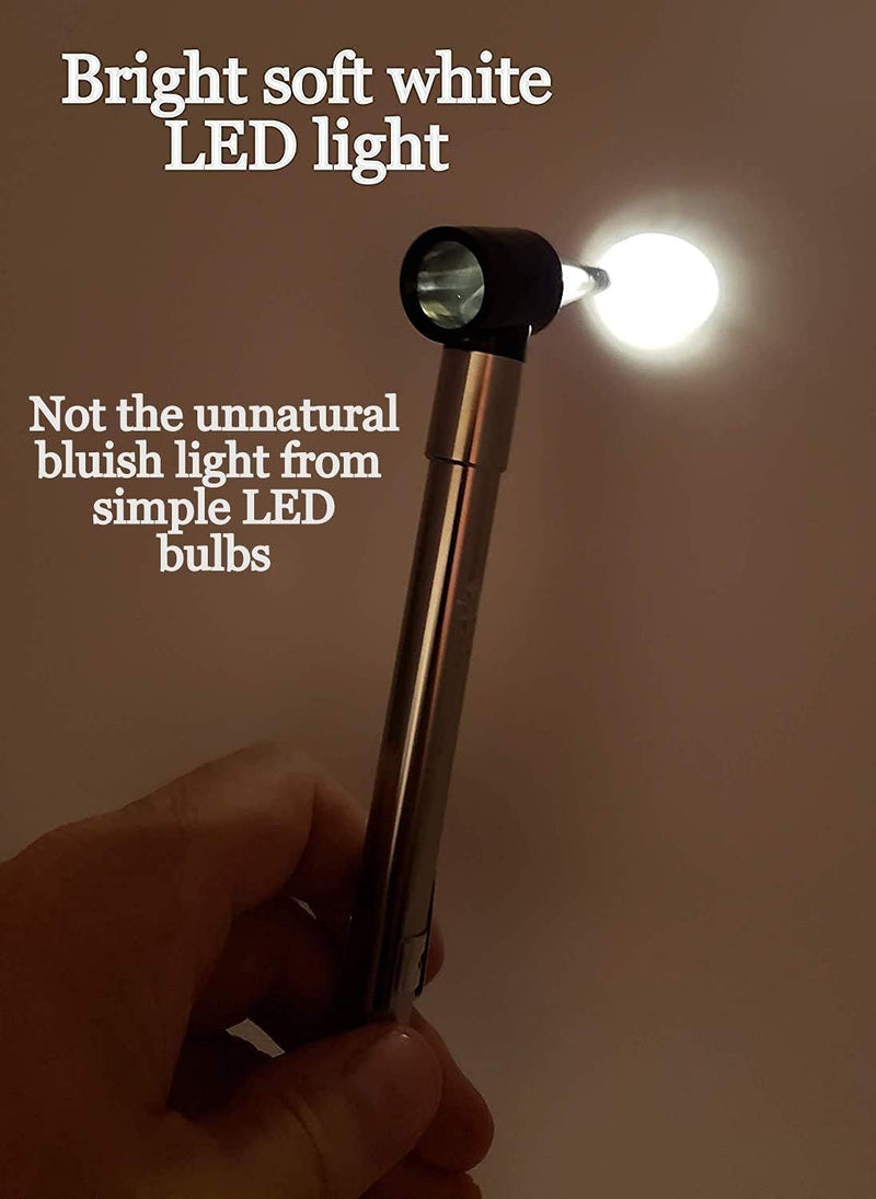 Third Generation Dr Mom Slimline Stainless LED Pocket Otoscope with Soft White Natural Hue Light Spectrum in Hard Travel Case Includes Lighted Ear Wax curettes - BeesActive Australia