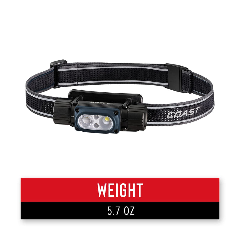 Coast WPH30R 1000 Lumen Waterproof Ultra Bright IP68 USB Rechargeable-Dual Power Headlamp, 5 Modes with Spot and Flood Beams, Blue/Black Flashlight - BeesActive Australia