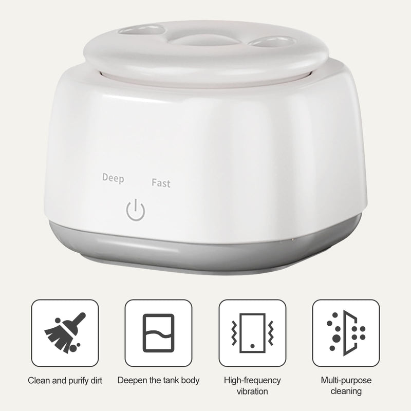 Ultrasonic Retainer Cleaner Machine 48kHz Denture Cleaning Pod, 280ML Dental Deep Cleaning Pod for Dentures, Aligners, Invisalign, Mouth Guards, Night Guards, Jewelry, Toothbrush (White) white