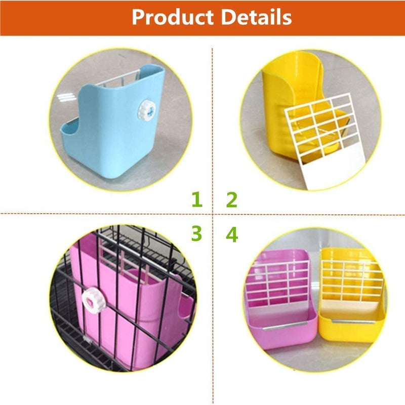Rabbit Feeder, Hay Food Bin Feeder, Pink (Plastic), Adjustable, Removable Grass Rack, Stainless Steel Edge, for Rabbit, Guinea Pig, Chinchilla - BeesActive Australia
