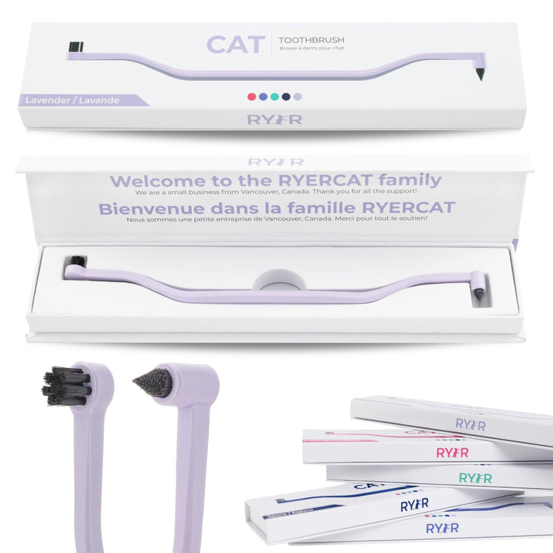 RYERCAT Lavender Dual Sided Cat Toothbrush - Only 8mm Wide to fit into Cat's Mouth - Cat Dental Supplies 1 Count (Pack of 1) Lavender Purple