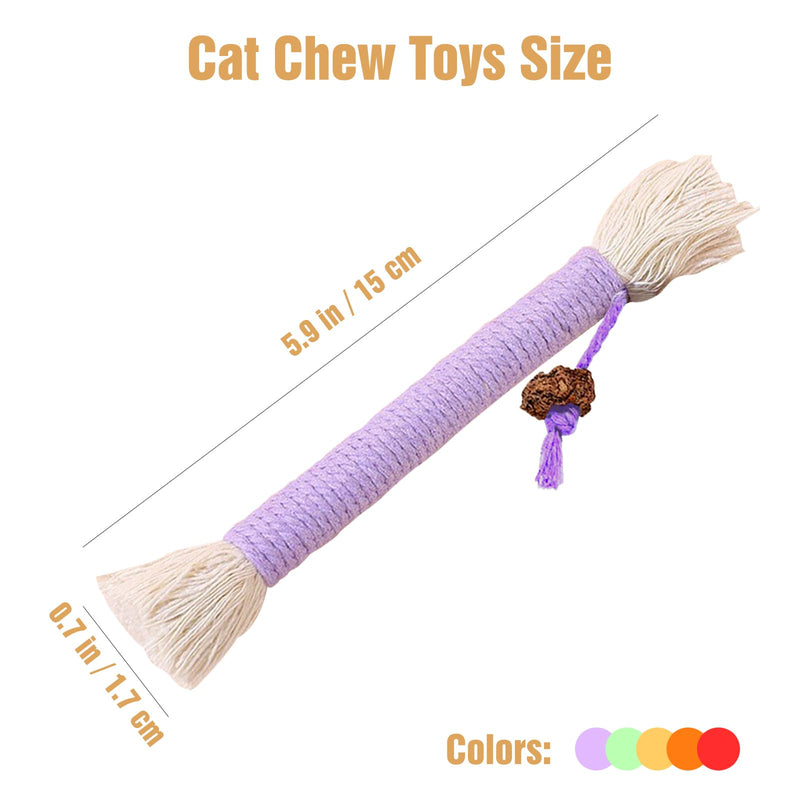 5 PCS Cat Chew Toy, 5.9in Cat Teething Toys, Catnip Toys for Cats, Teeth Cleaning Cat Toys for Indoor Kittens, Interactive Cat Toy for Indoor Cats - BeesActive Australia