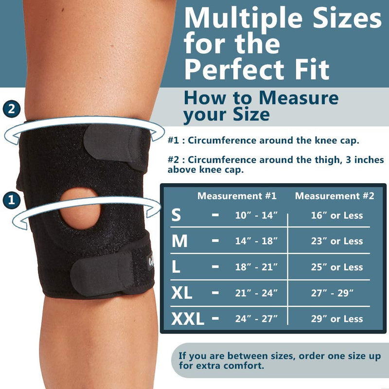 ComfiLife Knee Brace for Knee Pain Relief – Neoprene Knee Brace for Working Out, Running, Injury Recovery – Side Stabilizers – 3 Point Adjustable Compression – Open Patella Support,Non-Slip (Medium) Medium (Pack of 1)