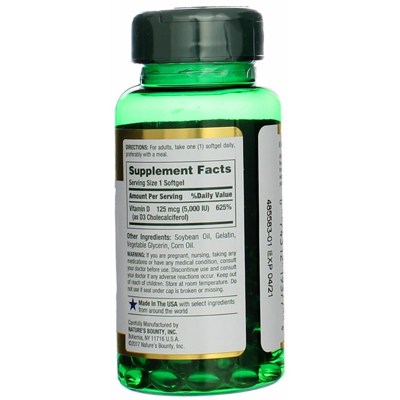 Nature's Bounty, D 5000 Iu Softgels, 100 ct 100 Count (Pack of 1)
