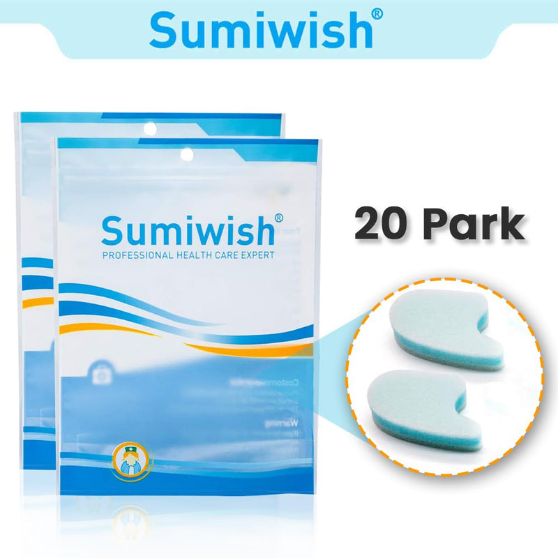 Sumiwish Foam Toe Separators, 20 Pack Breathable Toe Spacers, Reduce Friction and Relieve Corns Pain, Overlapping Toes Corrector - (Blue) Blue（20 Pack） - BeesActive Australia