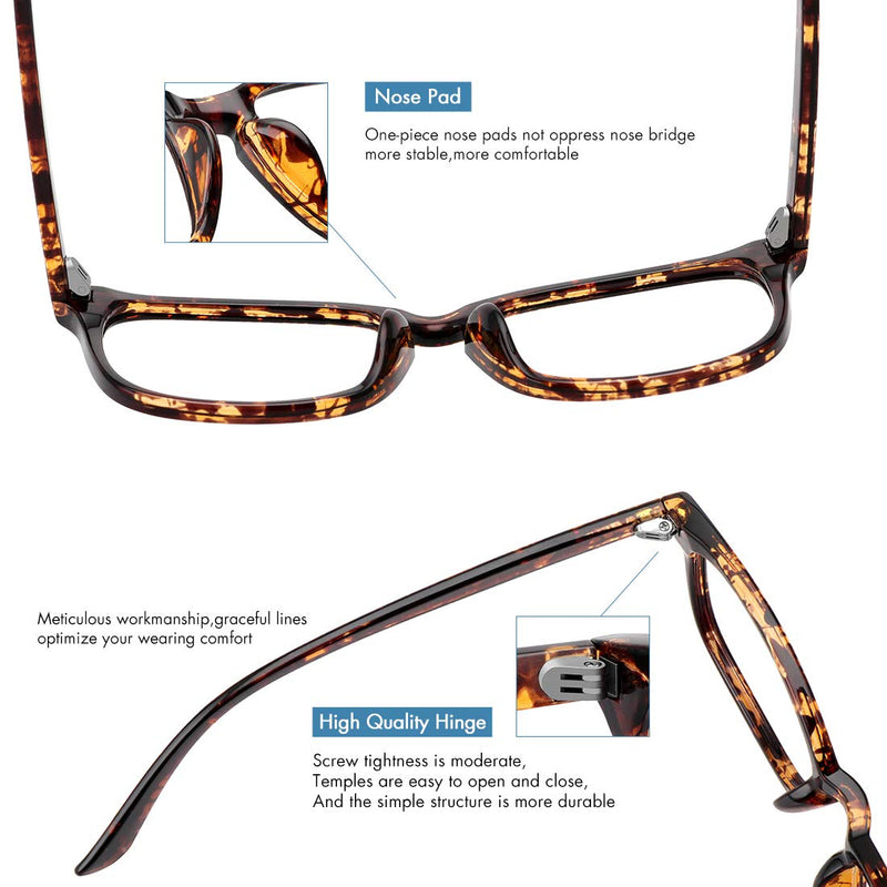 MEETSUN Blue Light Blocking Glasses, Anti Eye Strain Headache (Sleep Better),Computer Reading Glasses UV400 Transparent Lens (Black+Leopard+Tortoise, 53) 3 Pack Black+leopard+tortoise - BeesActive Australia