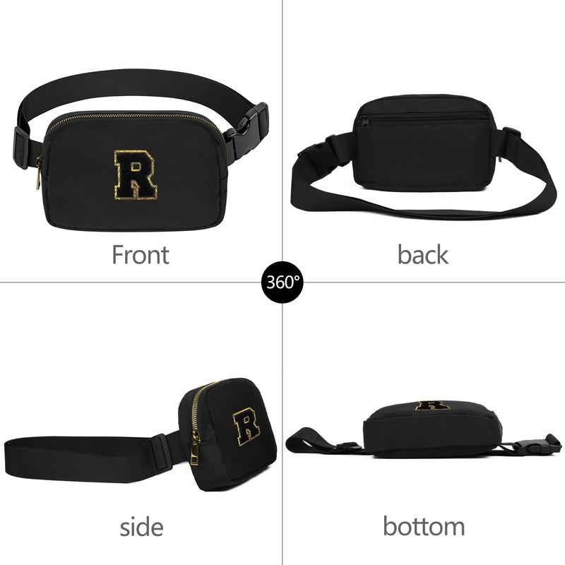 Birthday Gifts Christmas Personalized Gift for 4 5 6 7 8 9 10 11 12 13 14 Year old Girls Teen Sister Kid Initial Letter Fanny Pack Trendy Stuff Crossbody Bag Black Letter R 1 Pack Initial Letter Black