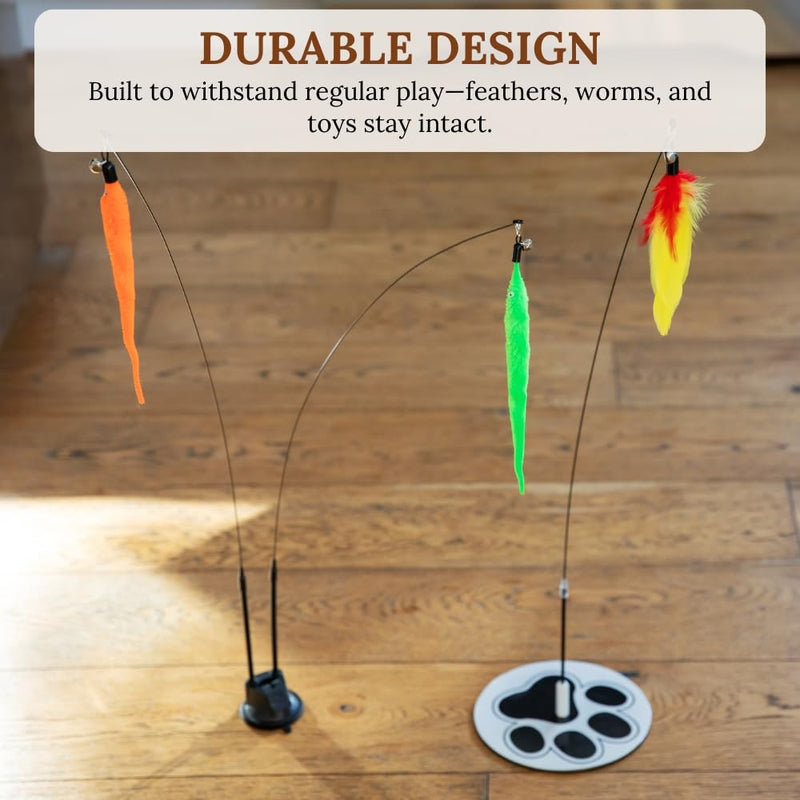 Cat Wand Toy Cat Fishing Pole Toy Cat Feather Toy Suction Cup Cat Toys for Indoor Cats Cat Toys Wand Feather Wand Cat Toy Feather Cat Toy Multisurface Cat Feather Wand Toy Cat Teaser Bundle 2 - BeesActive Australia