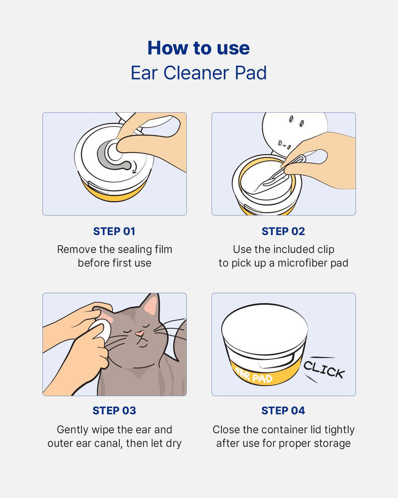 PETHROOM Nature Ear Cleaning Pads – Hypoallergenic Microfiber Pads for Dogs & Cats, Gentle Daily Ear Care that Removes Dirt & Wax Safely, 50 Count