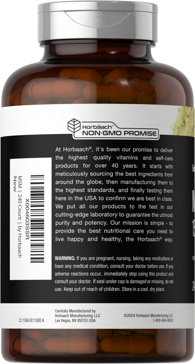 Horb√§ach MSM Capsules 1500mg | 240 Count | Non-GMO, Gluten Free Supplement | Berkshire Labs - BeesActive Australia