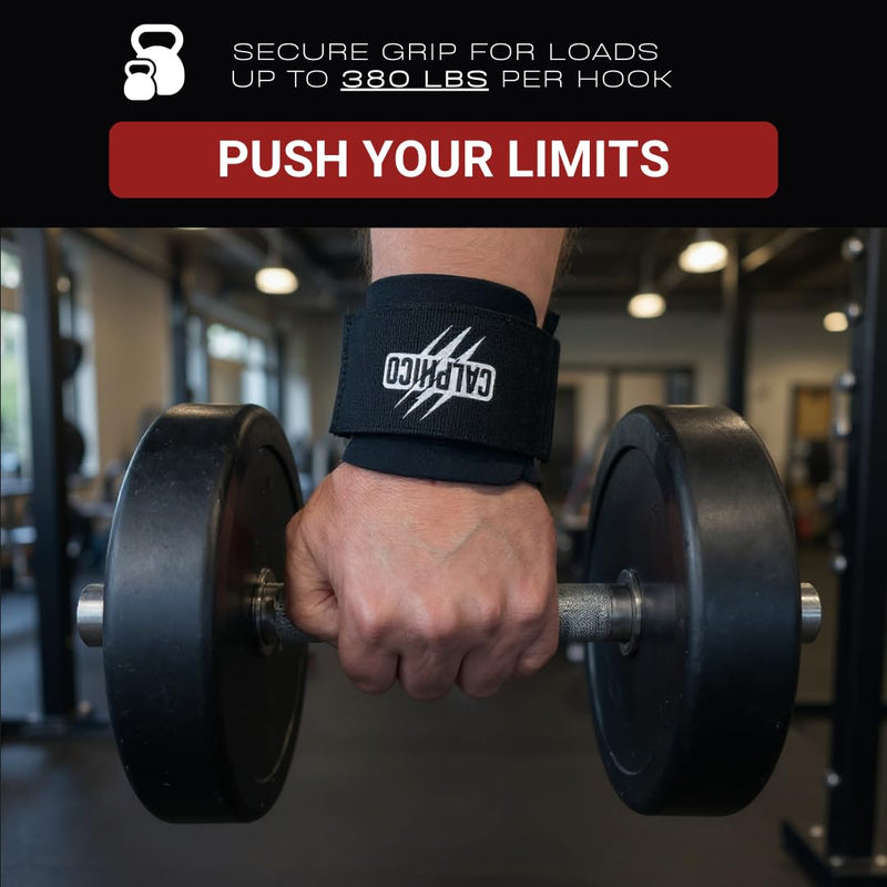Weight Lifting Hooks – Heavy Duty Steel with Ergonomic Wrist Straps – Maximum Wrist Support, Comfort & Joint Protection