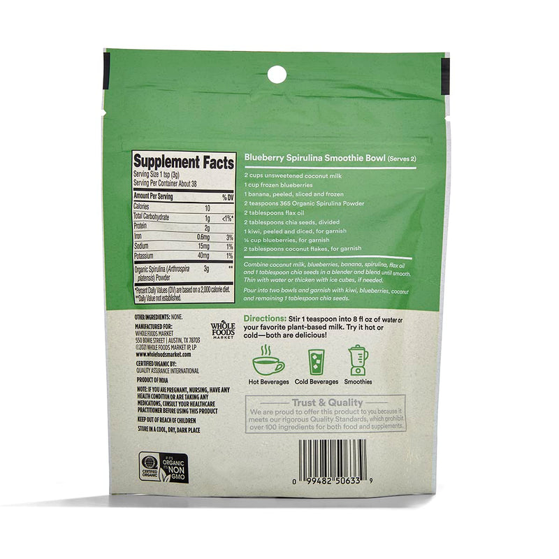 365 by Whole Foods Market, Organic Spirulina Superfood Powder, 4 Ounce (Pack of 2) 4 Ounce (Pack of 2)