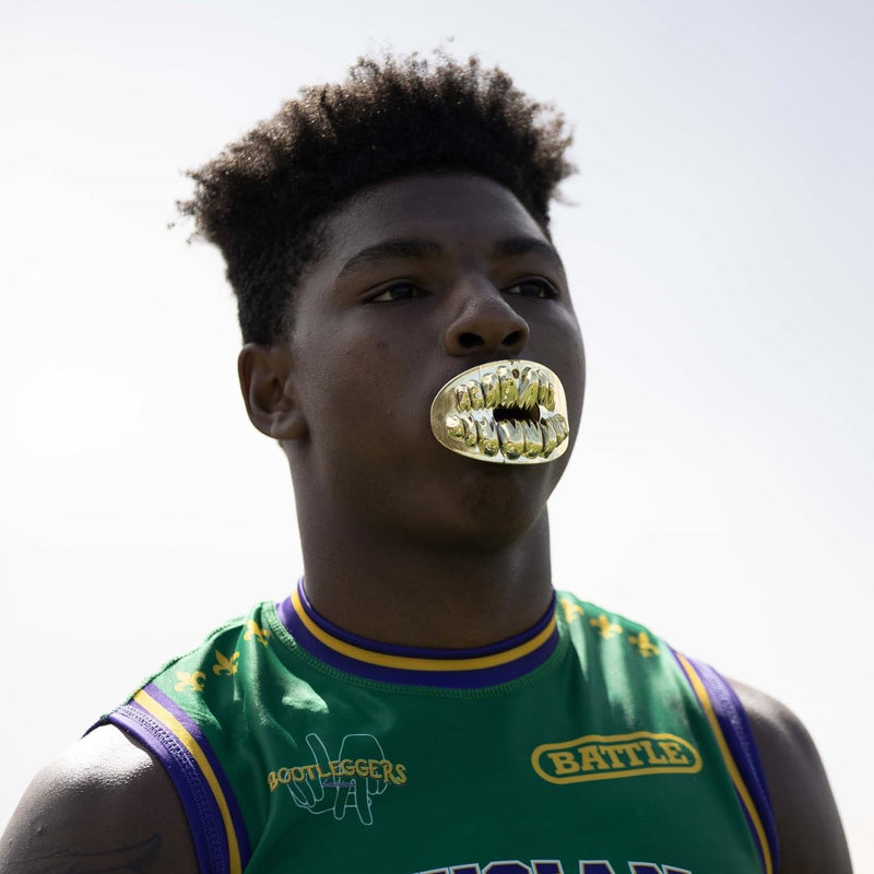 Battle Sports 3D Jaws Oxygen Football Mouthguard - Convertible Strap, Superior Airflow & Better Performance, Maximum Protection & Breathability Works with Braces - BeesActive Australia