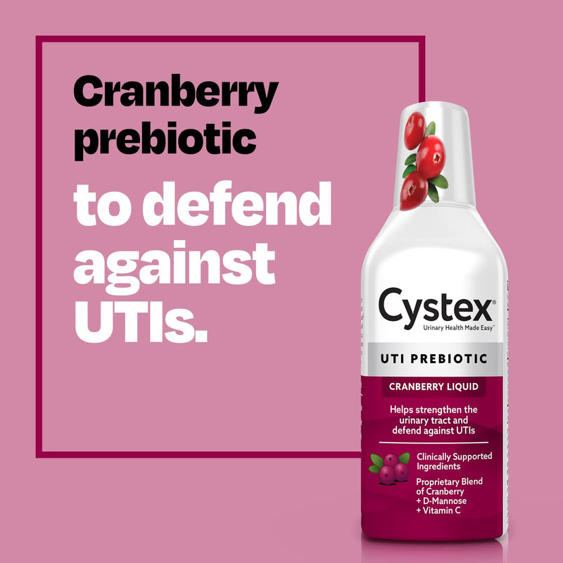 Cystex Urinary Tract Infection Support & Prevention - Cranberry Prebiotic Supplement with D-Mannose & Vitamin C for UTI Protection & Urinary Health Maintenance - 7.6 fl oz (Pack of 2) 7.6 Fl Oz (Pack of 2)