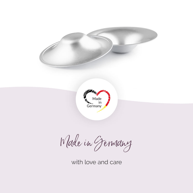 Original Silver Nursing Cups - Made in Germany with 999 Silver - Universal Fit - Protect and Soothe sore Nipples - Silver Nipple Shields for Breastfeeding - FDA-registered - BeesActive Australia