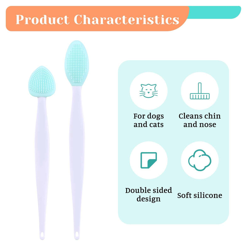 4Pcs Cat Acne Brush Set, Cat Acne Chin Treatment, Black Seed Exfoliating Brush, Dual Sided Silicone Cat Brush, for Cats Chin Acne and Blackhead Exfoliation Blue - BeesActive Australia