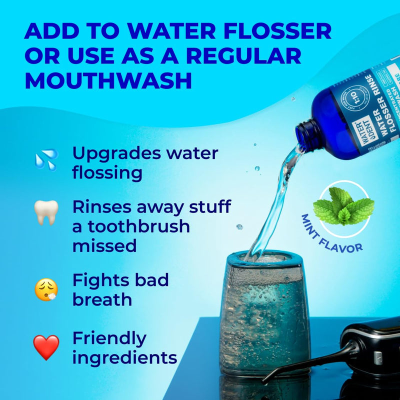 | Water Flosser Rinse, IRRIGANT, Concentrate Mouthwash | When dilluted1:10 = 44 fl.oz, Travel Size, Add to Oral irrigator, Mint Flavor, Alcohol & Fluoride Free. Made in USA | 4 fl.oz 4 Fl Oz (Pack of 1) - BeesActive Australia