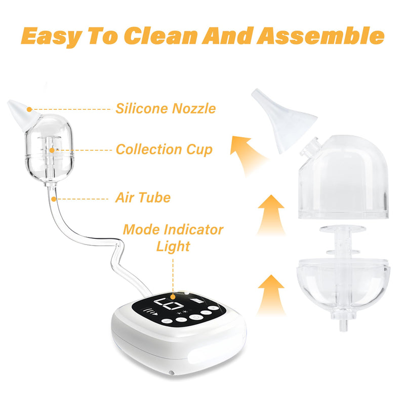 TopQuaFocus Electric Baby Nasal Aspirator, Nose Sucker for Toddler, 9 Levels Suction Power for Children's Nasal Cleans, Soothing Night Light and Nursery Rhyme, 5 Silicone Tips - BeesActive Australia