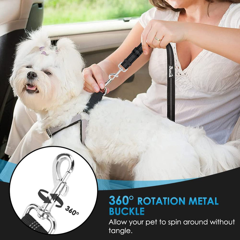 SlowTon Dog Seat Belt for Car, 2 Pack Dog Car Harness Seatbelt Adjustable with Elastic Bungee Buffer, 2 in 1 Pet Car Leash Headrest Restraint Dog Reflective Safety Tether (Black, Headrest+Clip) A.Black Headrest + Clip (Dual Restraint) - BeesActive Australia