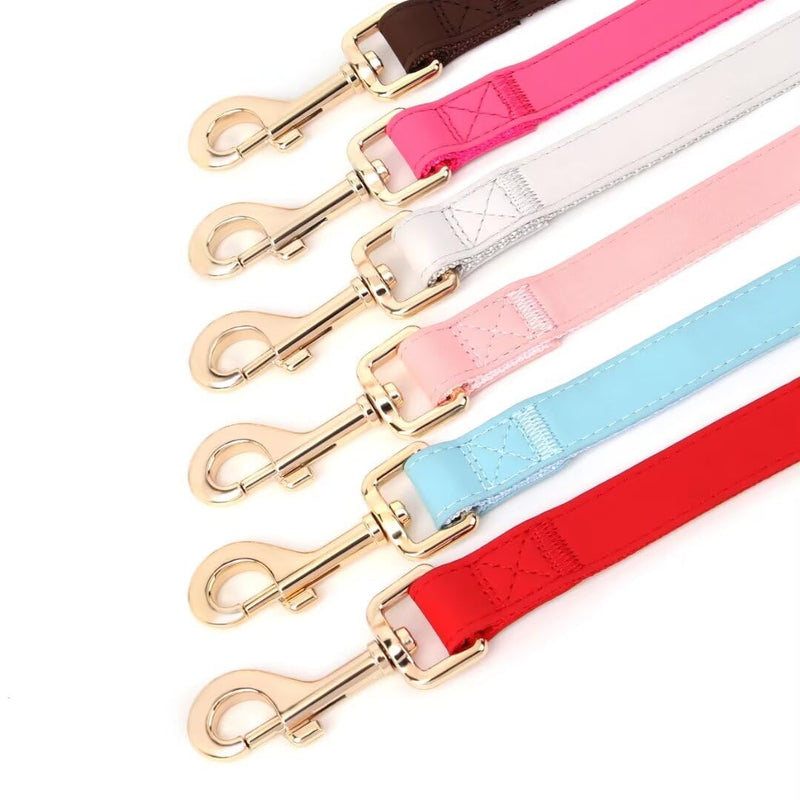 PET ARTIST Leather Dog Leash, Colorful Leather Leash 5ft by 3/4in, Heavy Duty Dog Leash with Aluminum Hook, Walking and Training Dog Leashes for Small Medium Large Dogs,Red Red - BeesActive Australia