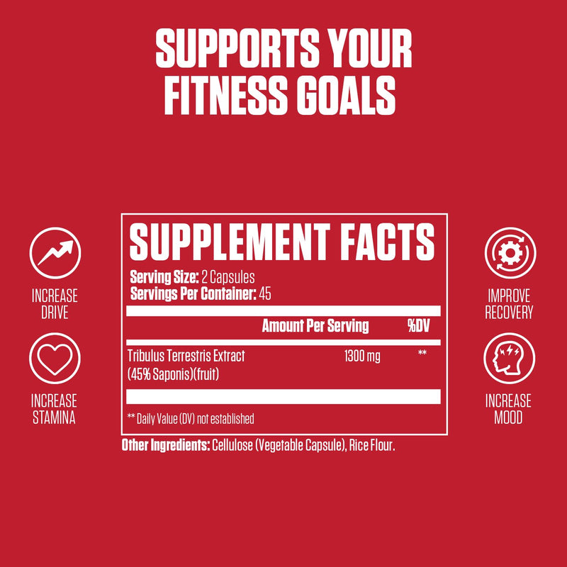 Tribulus Pure Extra Strength | #1 New Tribulus Terrestris Supplement for Men to Increase Strength, Better Stamina, Build Muscle & Improve Recovery | Vegan, Non-GMO & Gluten Free - 90 Capsules - BeesActive Australia
