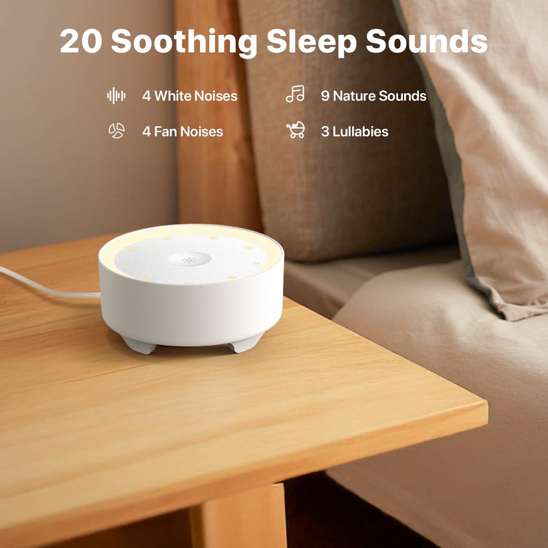 Kipcush Sound Machine & Night Light for Adults/Baby/Kid. White Noise Machine with Max 8H Timer & 20 Soothing Sleep Sounds. Small Size & Portable Design for Bedroom, Office, Travel. Favorites Buttons - BeesActive Australia