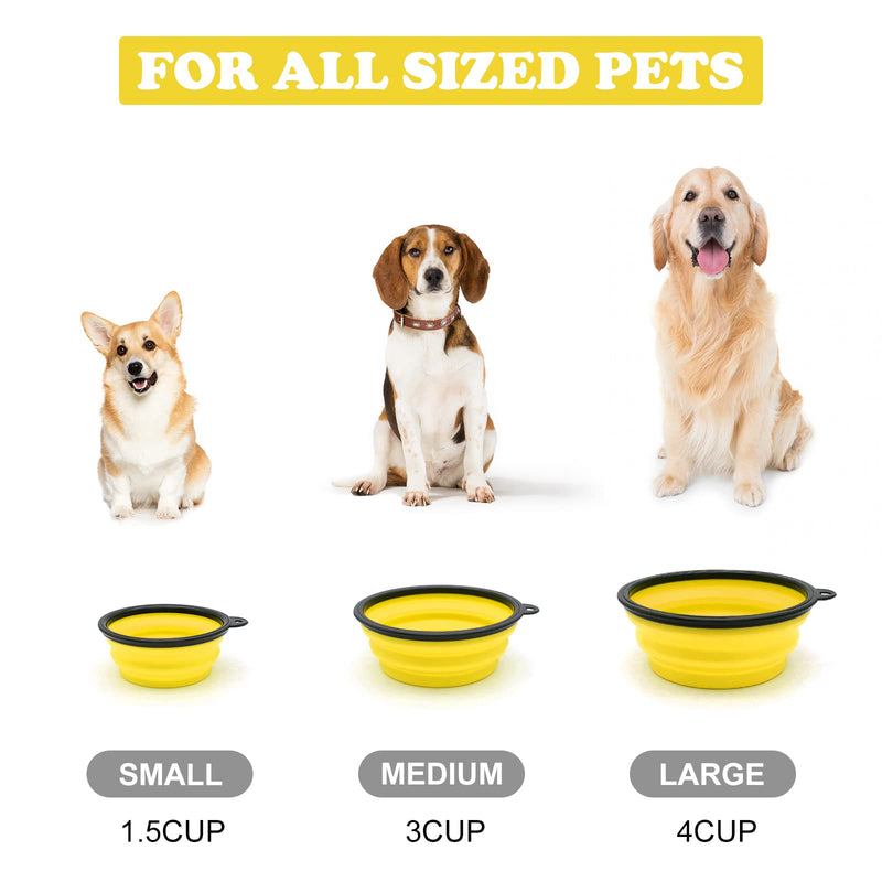 2-Pack Small Dog Travel Bowl, Collapsible Bowls for Dogs, Foldable Cat Water Bowl, Portable Pet Feeding Watering Traveling Dish (Yellow & Light Blue) Yellow & Light Blue - BeesActive Australia
