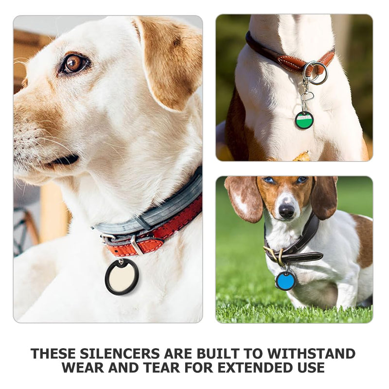 COLLBATH Pack of 8 Dog Tag Protective Cover Pet Dog Tag Sublimation Dog Tag Blanks Dog Name Tag Round Proven Silicone Tag for Dog Collar Dog Tag Protection Black - BeesActive Australia