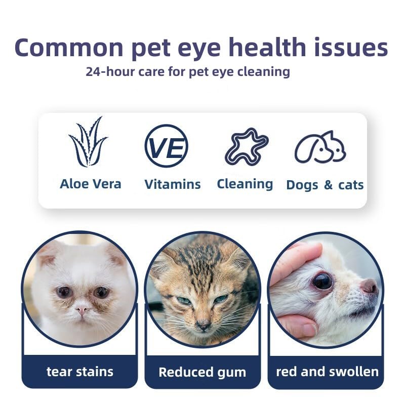 Eye Wipes for Dogs, 200 Pads Pet Tear Stain Cleaning Wipes for Eye Care of Dogs and Cats, Mild Ingredient, Gently Remove Pet Tear Stain, Eye Debris, Discharge, Mucus Secretions - Safe Ingredients - PawsPlanet Australia