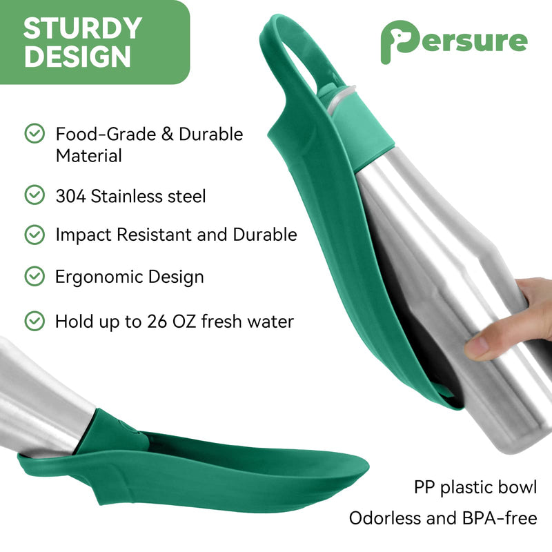 Dog Water Bottle, Portable Dog Water Bottle Dispenser - 27 OZ Stainless Steel Leak-Proof Water Bottle for Dogs On The Go, Perfect for Travel, Walking, Hiking and Outdoor Activities, Green 1-Pack - BeesActive Australia