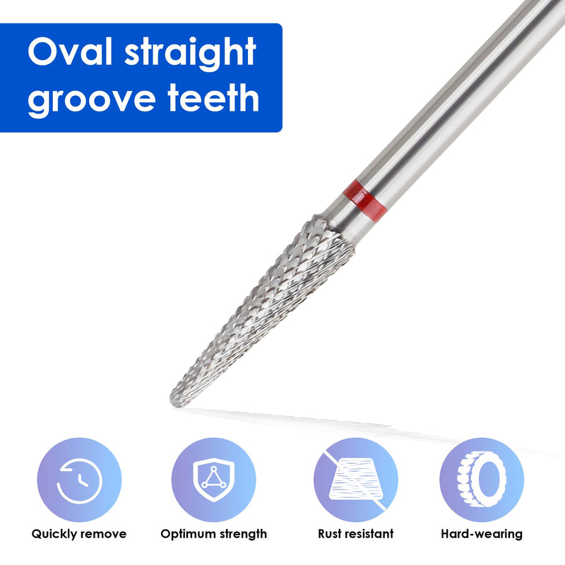Qunzhao Tungsten Steel Nail Drill Bits,- Removing cuticle Bits 3/32" Shank - Manicure, Nail Art, Drill Machine tools (02 F-Conical ball bit) 02 F-Conical ball bit