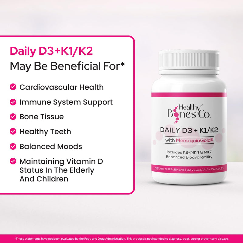 Premium D3 K2 - Full Spectrum Vitamin D3 K2, 2000 IU D3 + MK7 + MK4 + K1, Daily D3 K2 & K1 Supplements - Vitamin D Supports Calcium Absorption for Strong Bones & Immune Health - 30 Capsules 30 Count (Pack of 1)