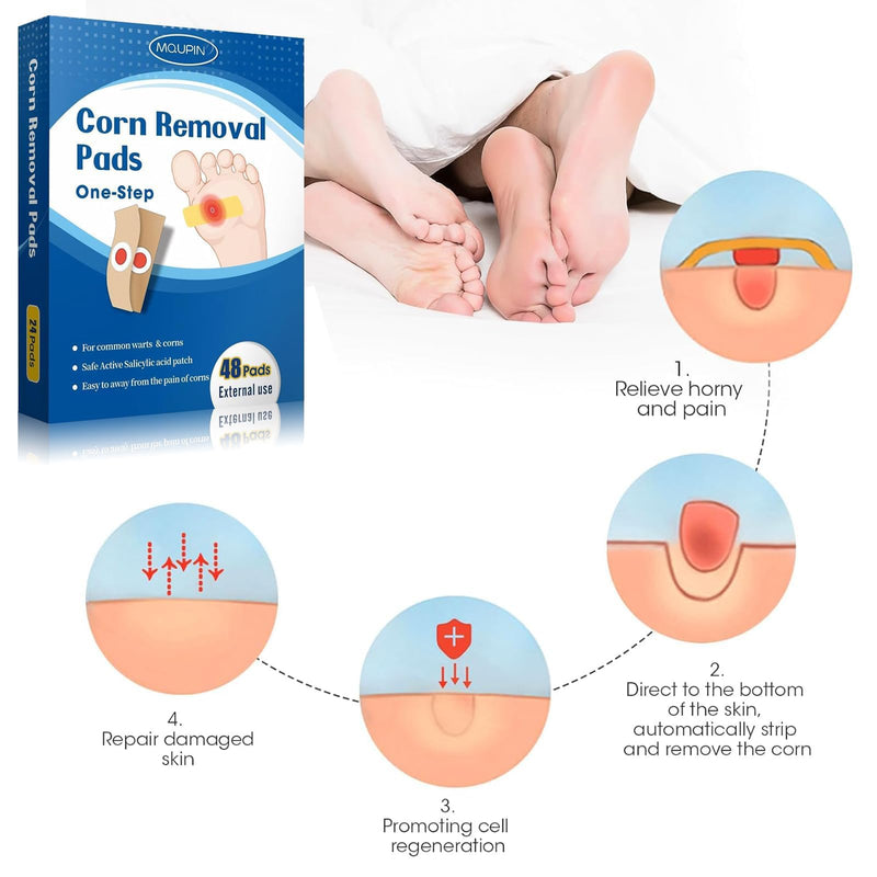 48 Count Corn Removal Pads for Feet and Toe, Corn Feet Remover for Extra Strength, Callous Remover - BeesActive Australia