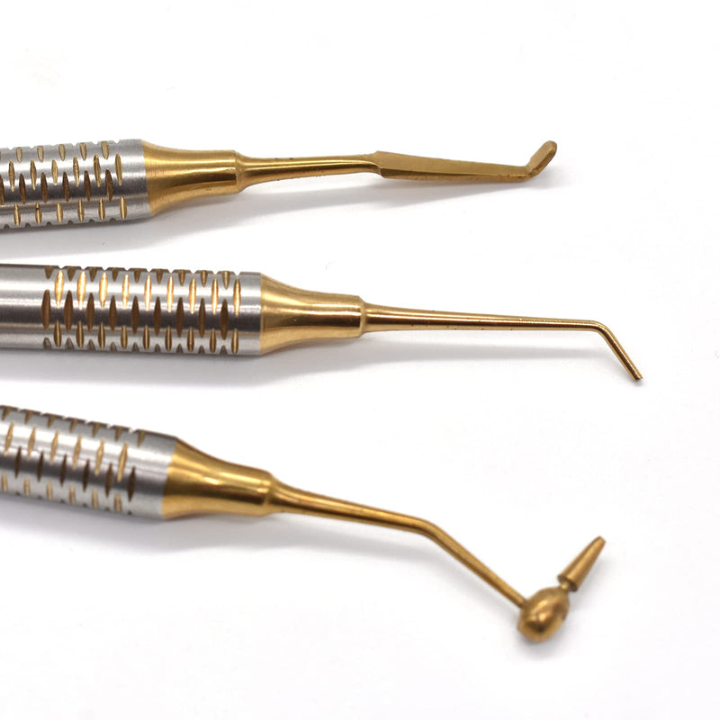 Angzhili 6 Pcs/Kit Dental Composite Resin Filled Scraper,Non Stick Dental Filling Spatula,Double headed Dental Restoration Tool (Gold) Gold - BeesActive Australia