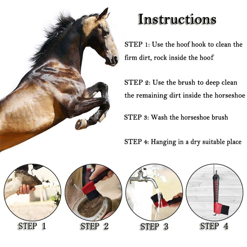 Horse Hoof Pick Brush with Handle, Sturdy Hoofpick Brush, Horseshoe Brush Horses Hoof Groove Cleaner for Horses, Donkey, Goat, Tires and Hiking Boots(Random Colour) - BeesActive Australia
