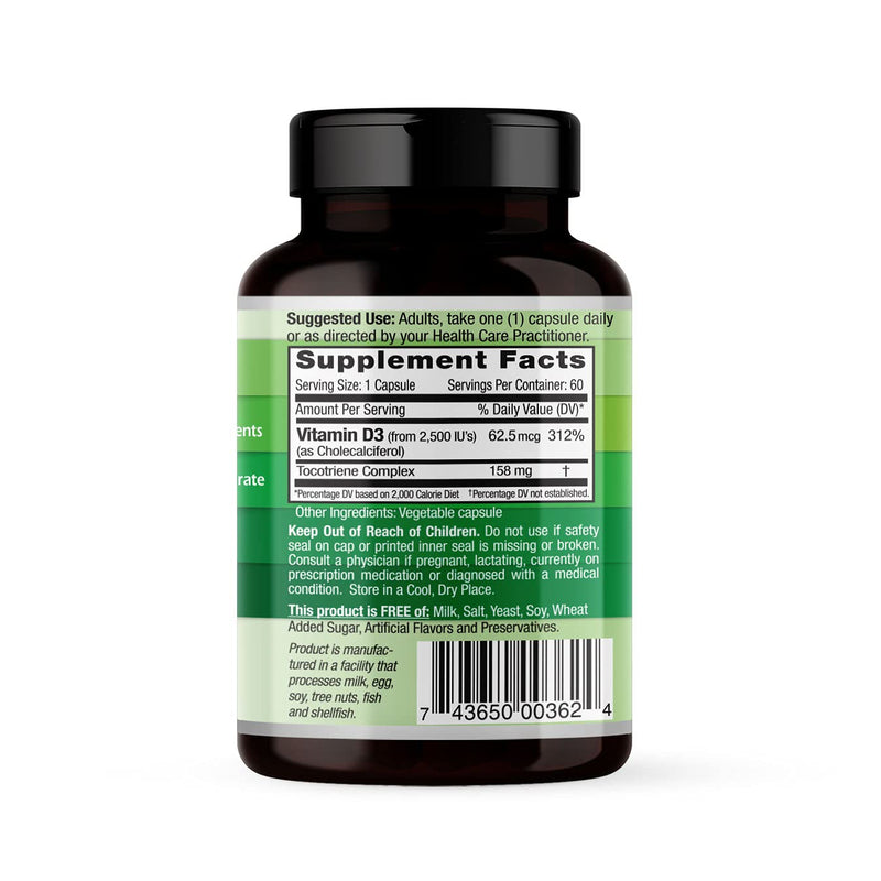 EMERALD LABS Vitamin D3 2,500 IU's - Supports Bone, Teeth, Muscle, Heart & Immune Health - Premium Dietary Supplement - 60 Vegetable Capsules (60-Day Supply) (Pack of 2) 60 Count (Pack of 2)