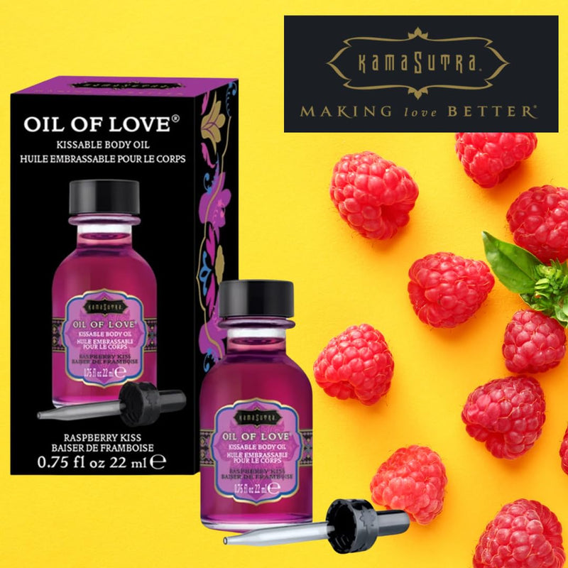 KAMA SUTRA Oil of Love Raspberry Kiss - .75 fl oz - Kissable Warming Body Topping for Oral Foreplay Fun, Delicious Lickable Flavor for Couples, Women, and Men. Water-Based. - BeesActive Australia