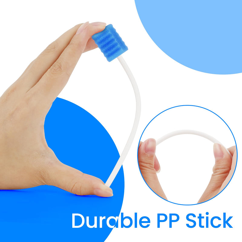 300 Pcs Disposable Oral Swabs – Longer Handle Dental Sponge Swabs for Mouth Cleaning – Unflavored & Individually Wrapped, Soft Foam Mouth Swabs for Daily Oral Hygiene & Personal Care (Blue 300)