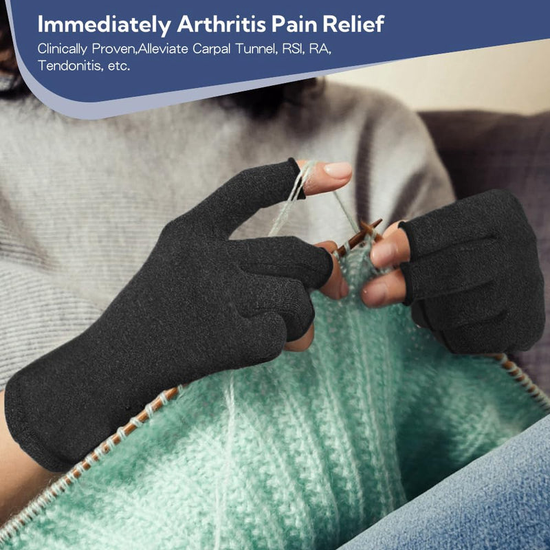 Arthritis Gloves for Women for Pain, Men and Women Fingerless Compression Wrap for Hand Pain and Osteoarthritis Compression Gloves,M,Black Black Medium - BeesActive Australia