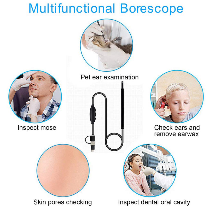 Ear Wax Removal - 3 in1 USB Earwax Removal Tool HD Ear Cleaner Endoscope with 6 LED Light, Earwax Remover Tool, Visual Ear Camera Ear Pick Cleaning Kit for Adults Kids Pets by Android Smart Phones - BeesActive Australia