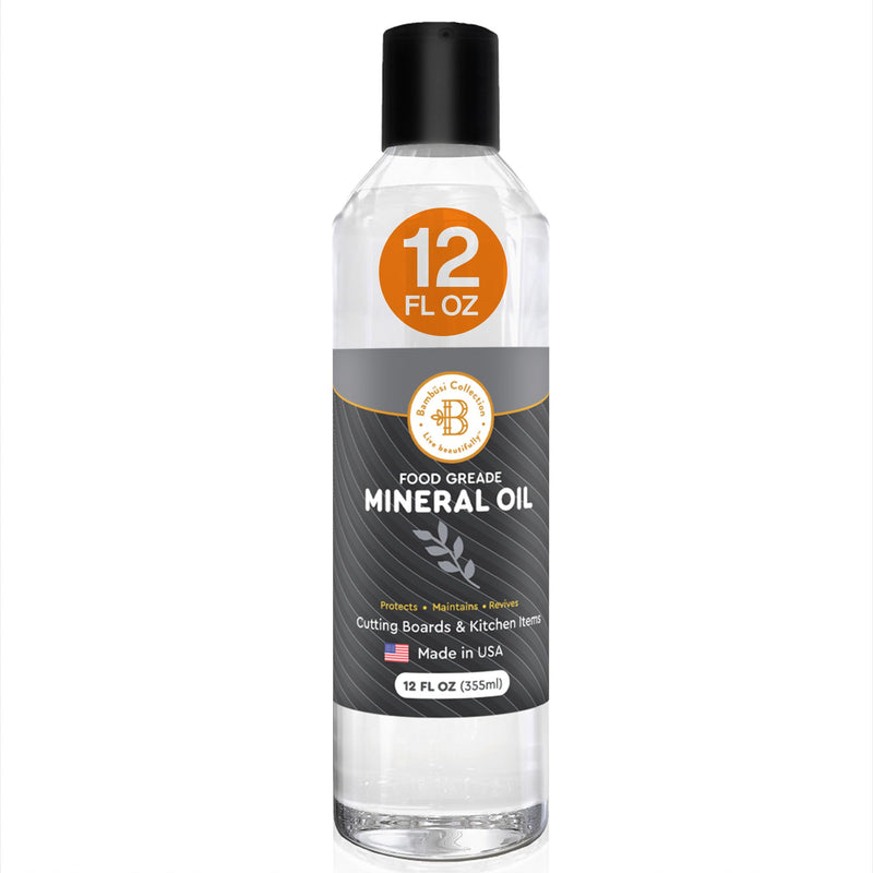 Food Grade Mineral Oil - 12oz Cutting Board Oil and Butcher Block Conditioner - Protects and Restores Wood, Bamboo, and Teak Cutting Boards and Utensils by Bambüsi 12 Fl Oz - BeesActive Australia