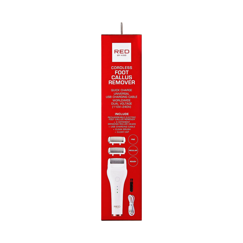 Red by Kiss Cordless Electric Foot File Callus Remover, 3 Roller Heads & 2 Speed Setting, Long and Curved Roller Head Stone, Wet & Dry Dual Purpose, Up to 2 hr Runtime, Easy & Portable - BeesActive Australia