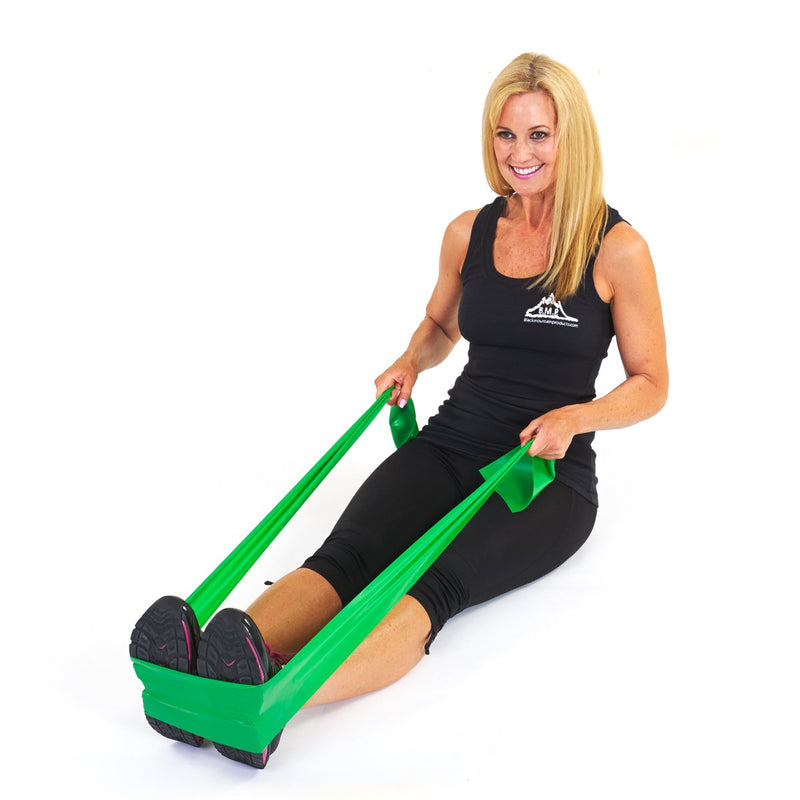 Black Mountain Products Therapy Exercise Bands with Resistance Band Carrying Case, Door Anchor and Starter Guide, Yellow, Blue, Green - BeesActive Australia