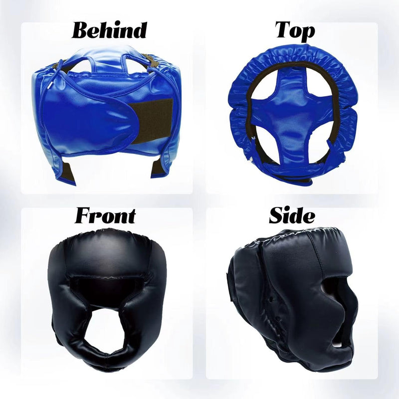 2 Pack Boxing Headgear Equipment for Taekwondo, Sparring, MMA, Muay Thai - Safety Helmet Protective Gear for Men Women Beginners Black,Blue